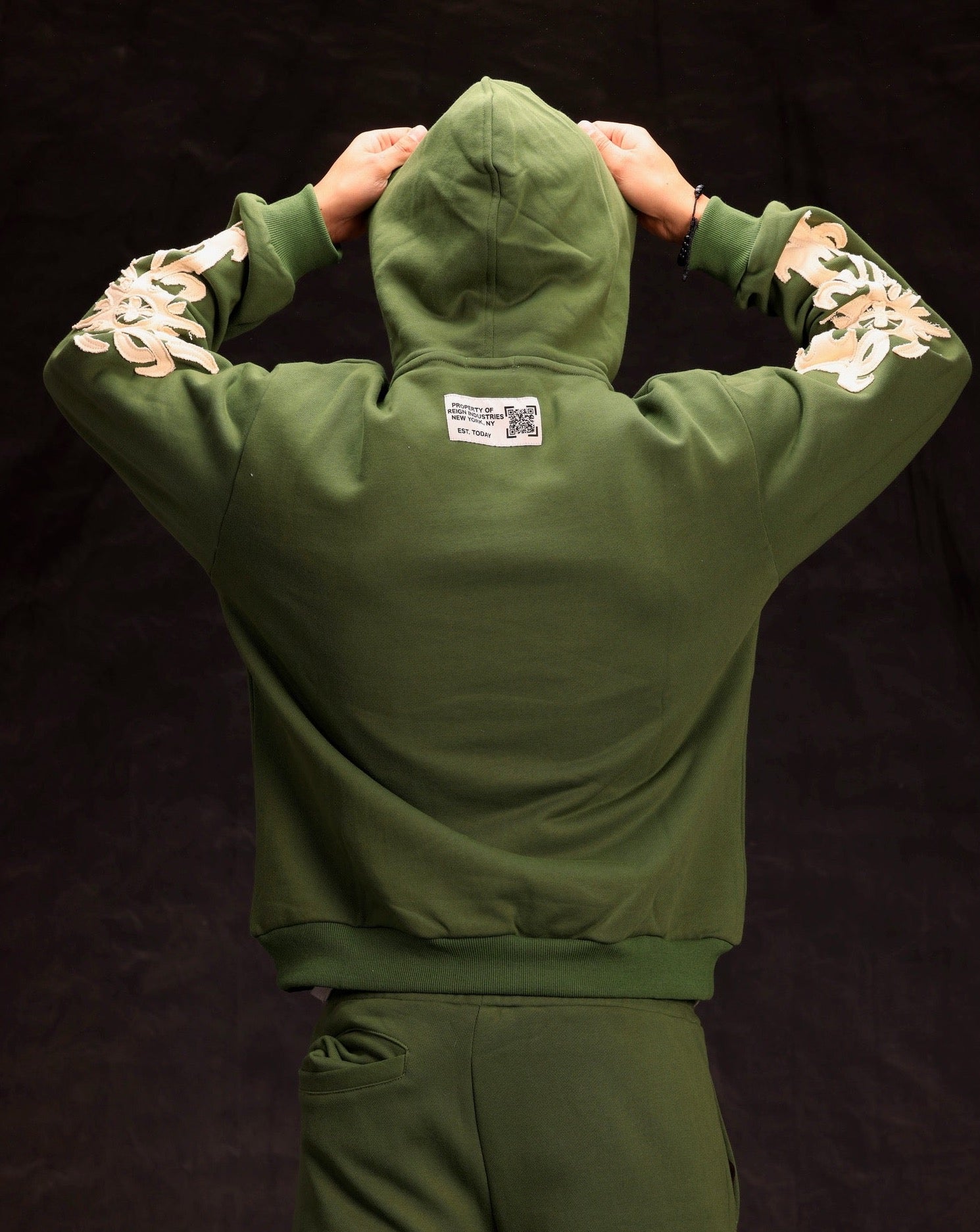 "SUN FLAME" HOODIE - FOREST GREEN